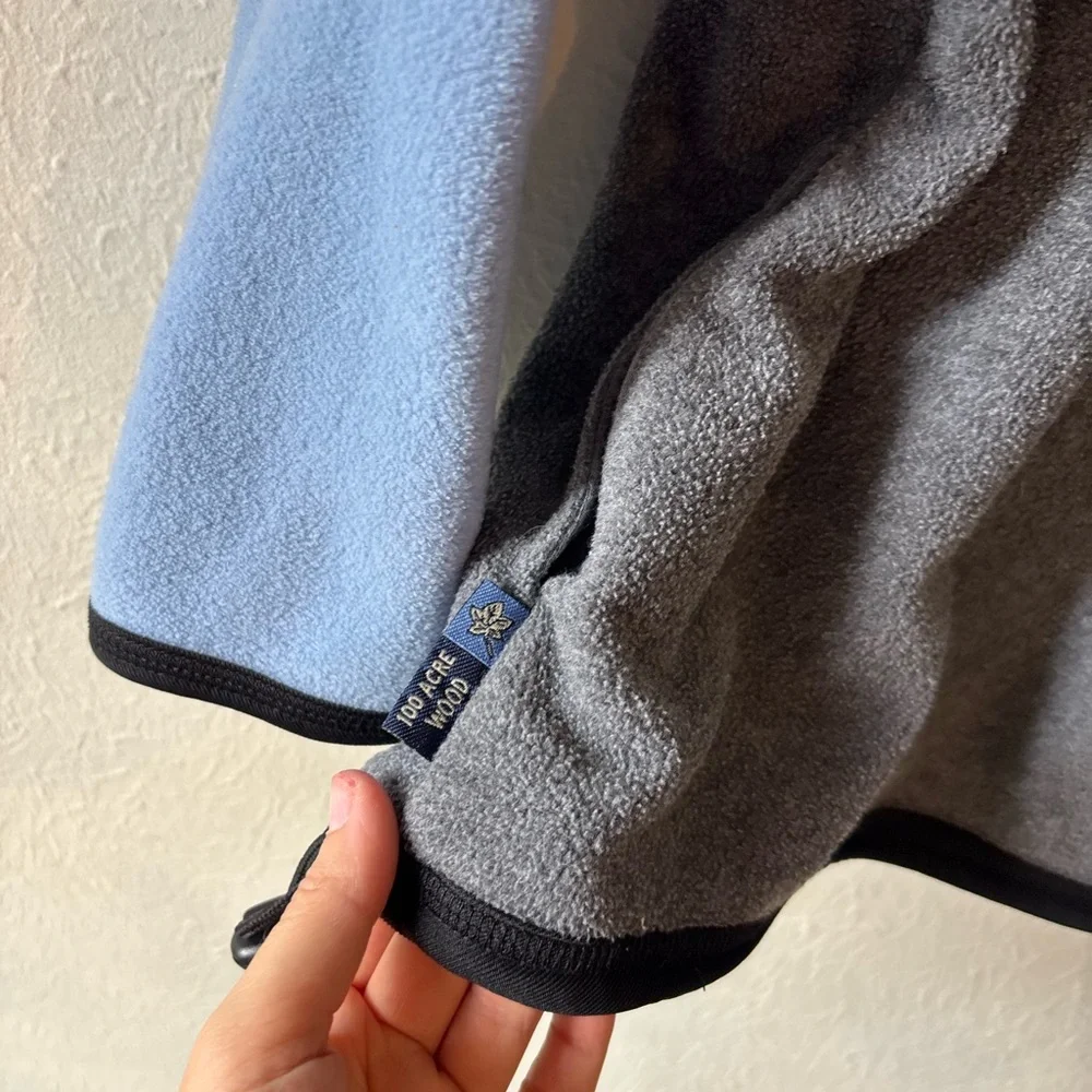 Vintage Winne the Pooh Blue and‎ Gray Quarter-Zip Fleece with Embroidered